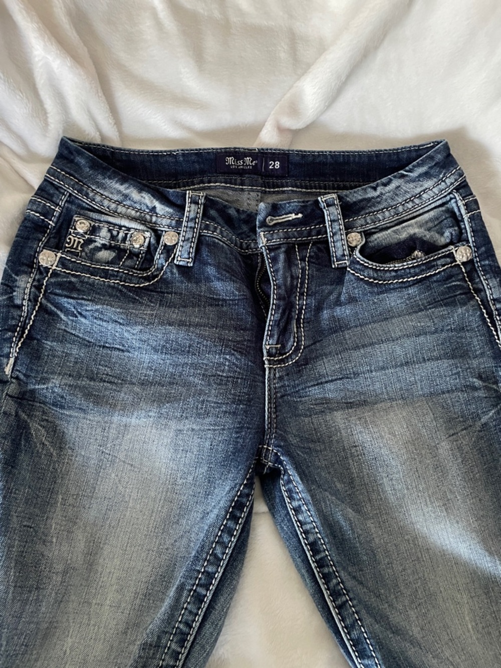 Miss Me Dark Indigo Embroidered Pocket Skinny Jeans - Picture 3 of 5